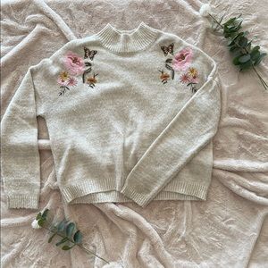 Tan Floral Sweater